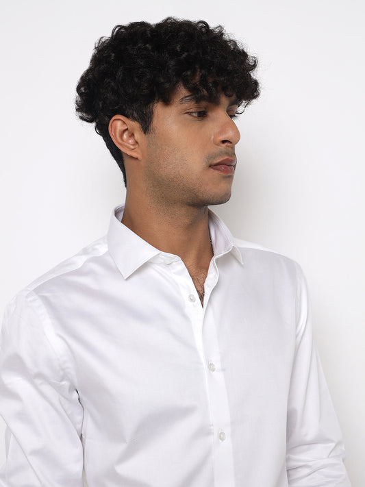 THE PEARL WHITE GIZA SATIN SHIRT