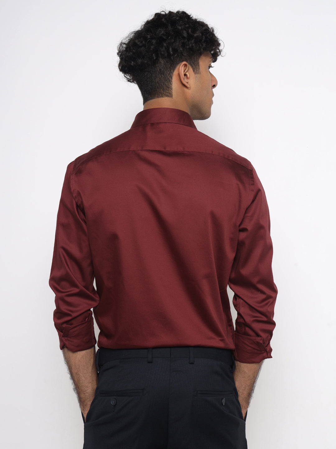 DEEP CRIMSON GIZA SATIN SHIRT