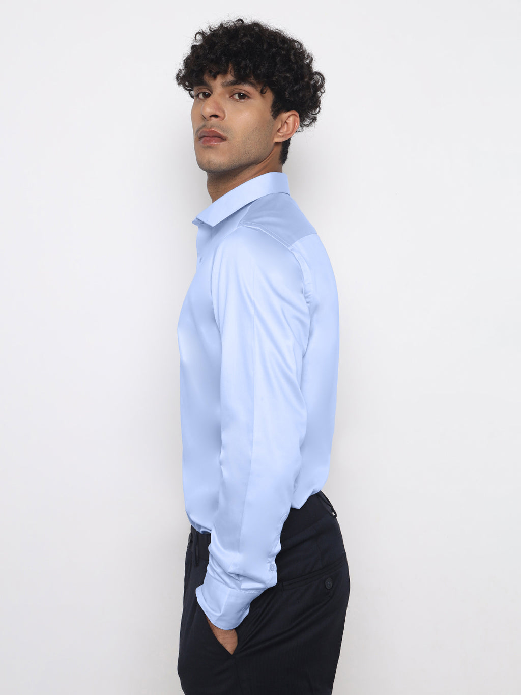SKY BLUE GIZA SATIN SHIRT