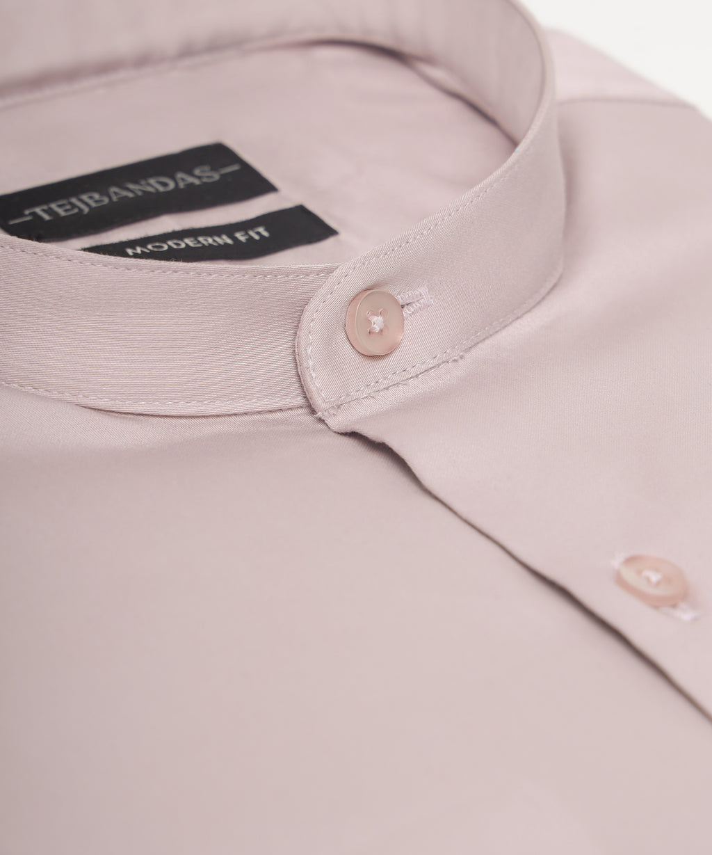 THE PINK LAVENDER MANDARIN SATIN SHIRT