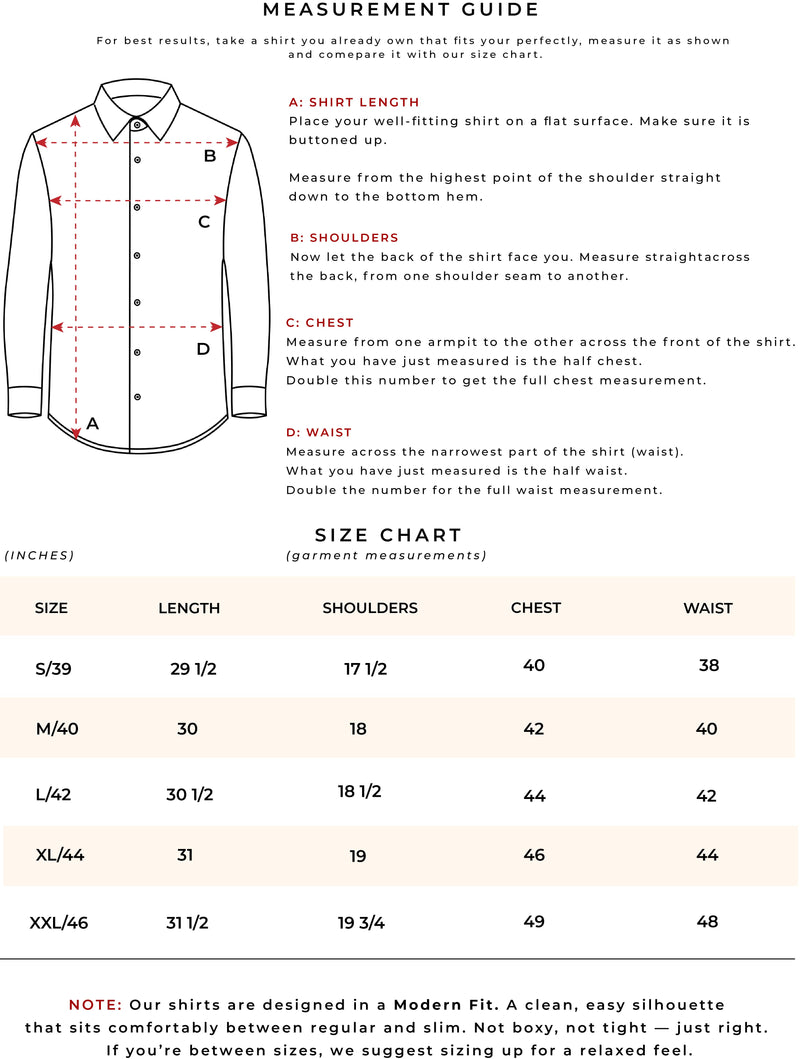 Size chart for PASTEL BLUE STRIPED SHIRT