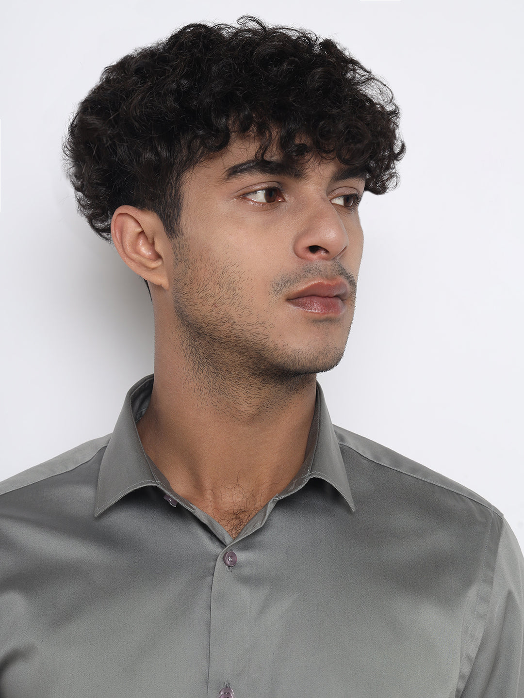 ASH GREY GIZA SATIN SHIRT