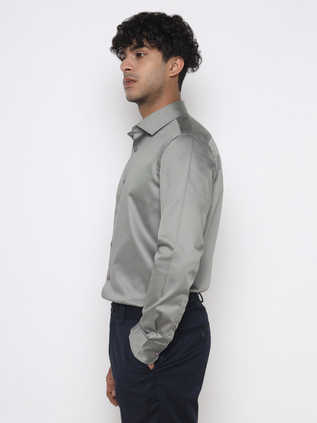 ASH GREY GIZA SATIN SHIRT
