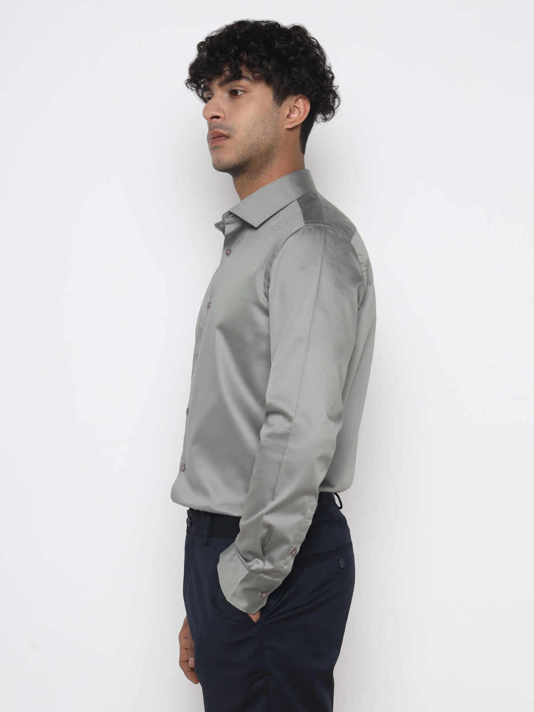 ASH GREY GIZA SATIN SHIRT