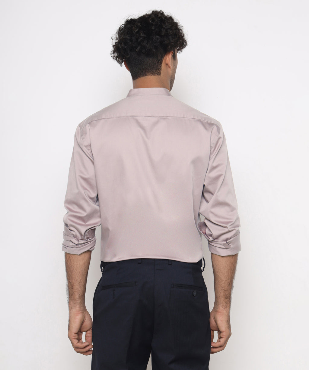 THE PINK LAVENDER MANDARIN SATIN SHIRT